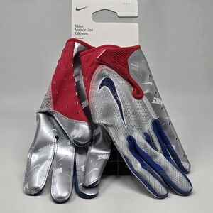 NIKE Vapor Jet 7.0 Energy Receiver Football Gloves Red Silver Blue Size L New